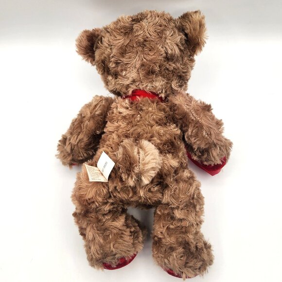 DAN DEE Vtg. Collector's Choice Brown Stuffed Bear Red Bow Paws Dual Texture 13" - Picture 4 of 8